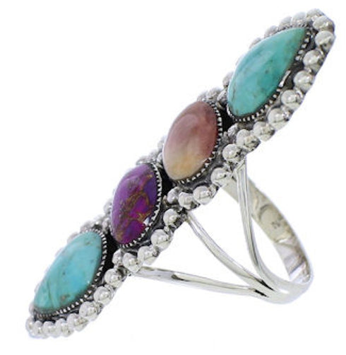 Multicolor Southwest Authentic Sterling Silver Ring Size 6-3/4 CX52568